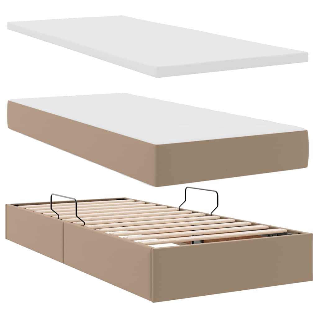 Krevet s od storage s pohranom Kapućino 100 x 200 cm Lažna koža