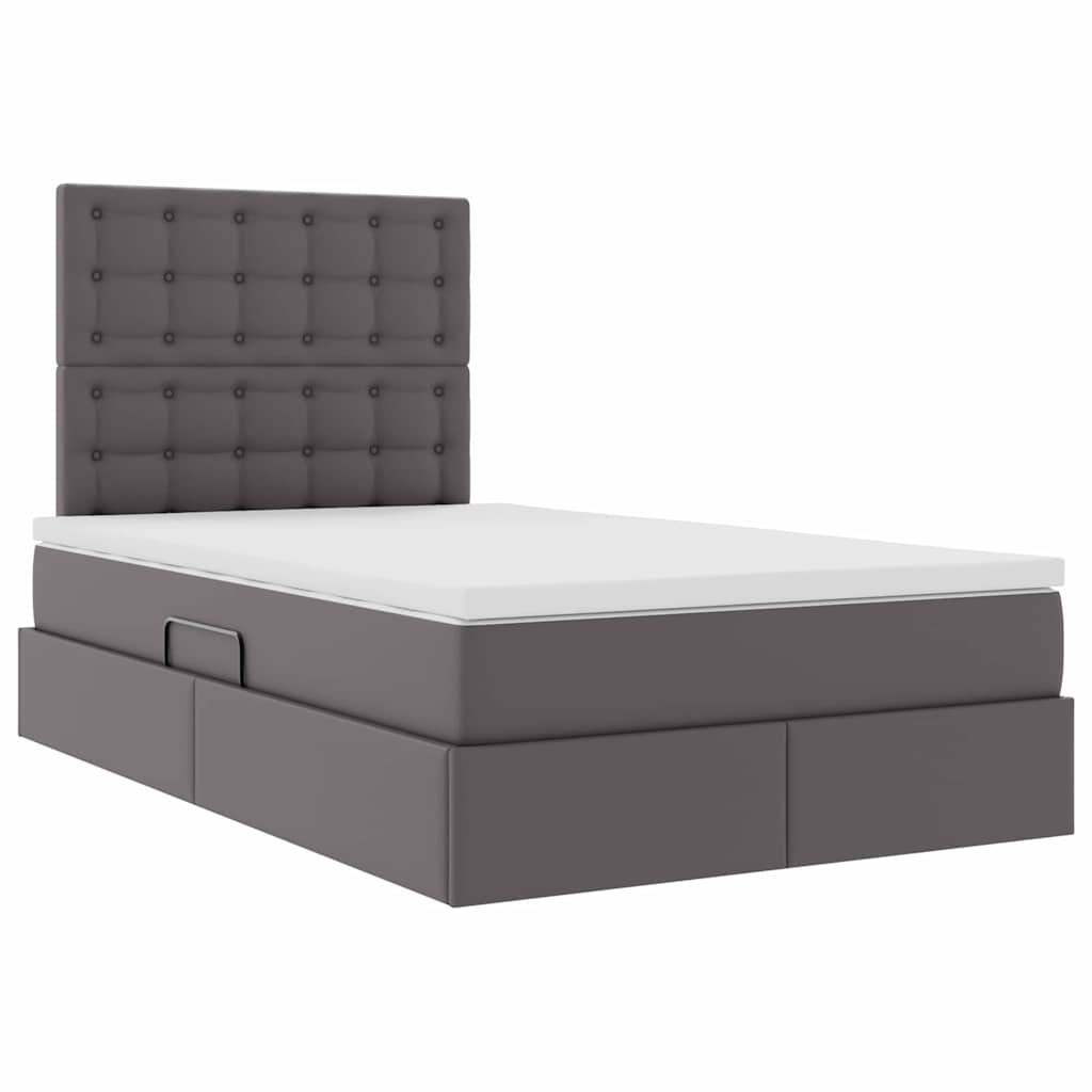 Krevet s od storage s madracem Siva 120 x 200 cm Lažna koža