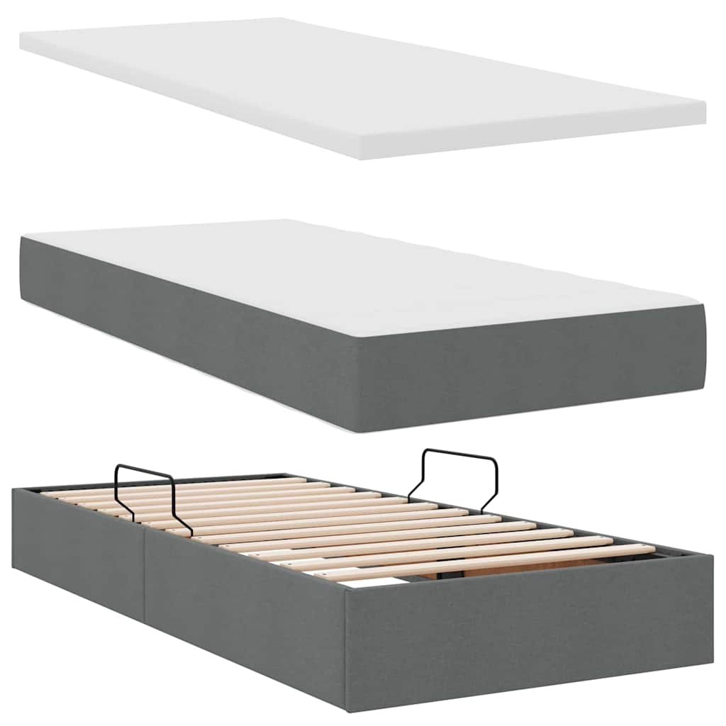 Krevet s od storage s uzglavljem Tamnosiva 200 x 200 cm Tkanina