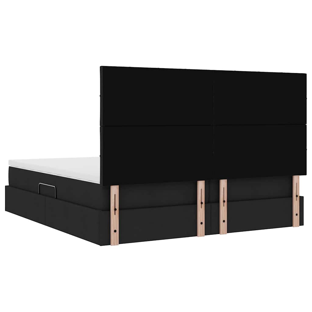 Krevet s od storage s uzglavljem Crna 200 x 200 cm Tkanina