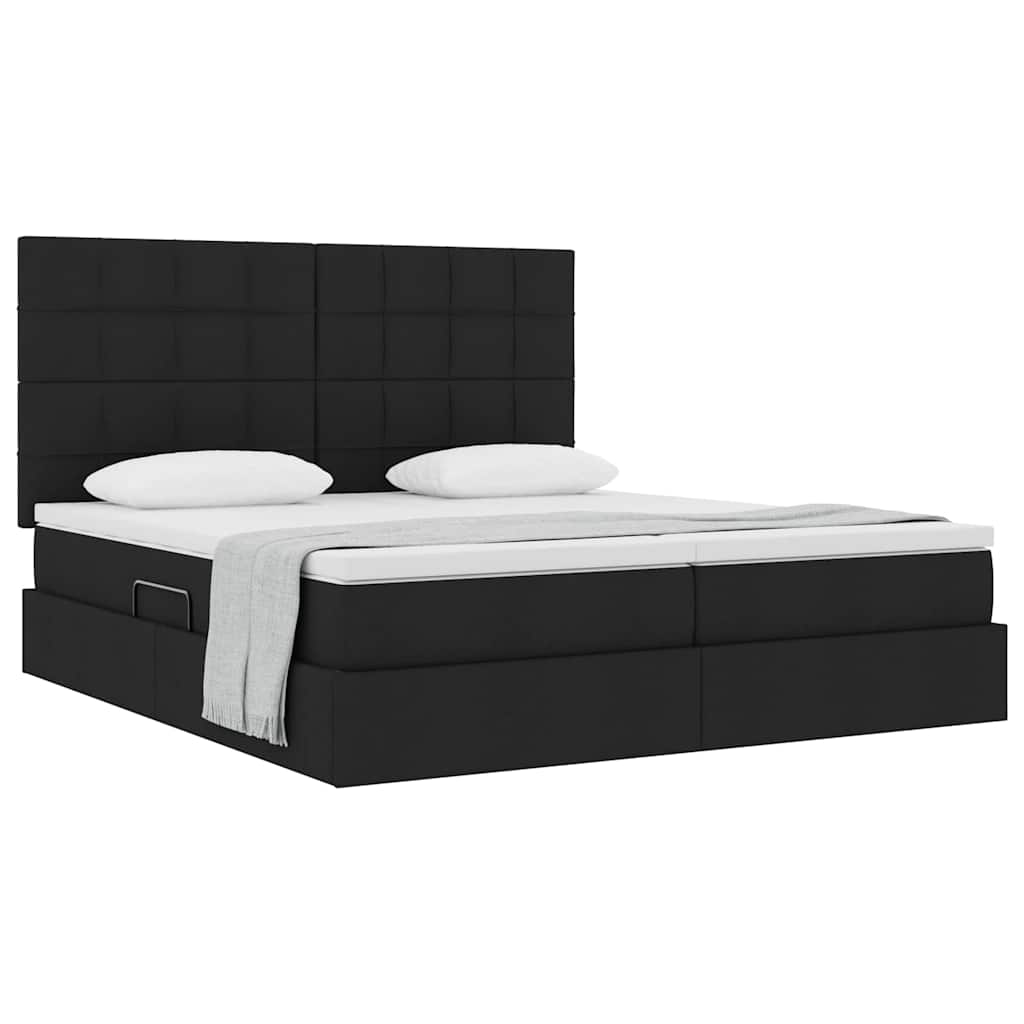 Krevet s od storage s uzglavljem Crna 200 x 200 cm Tkanina