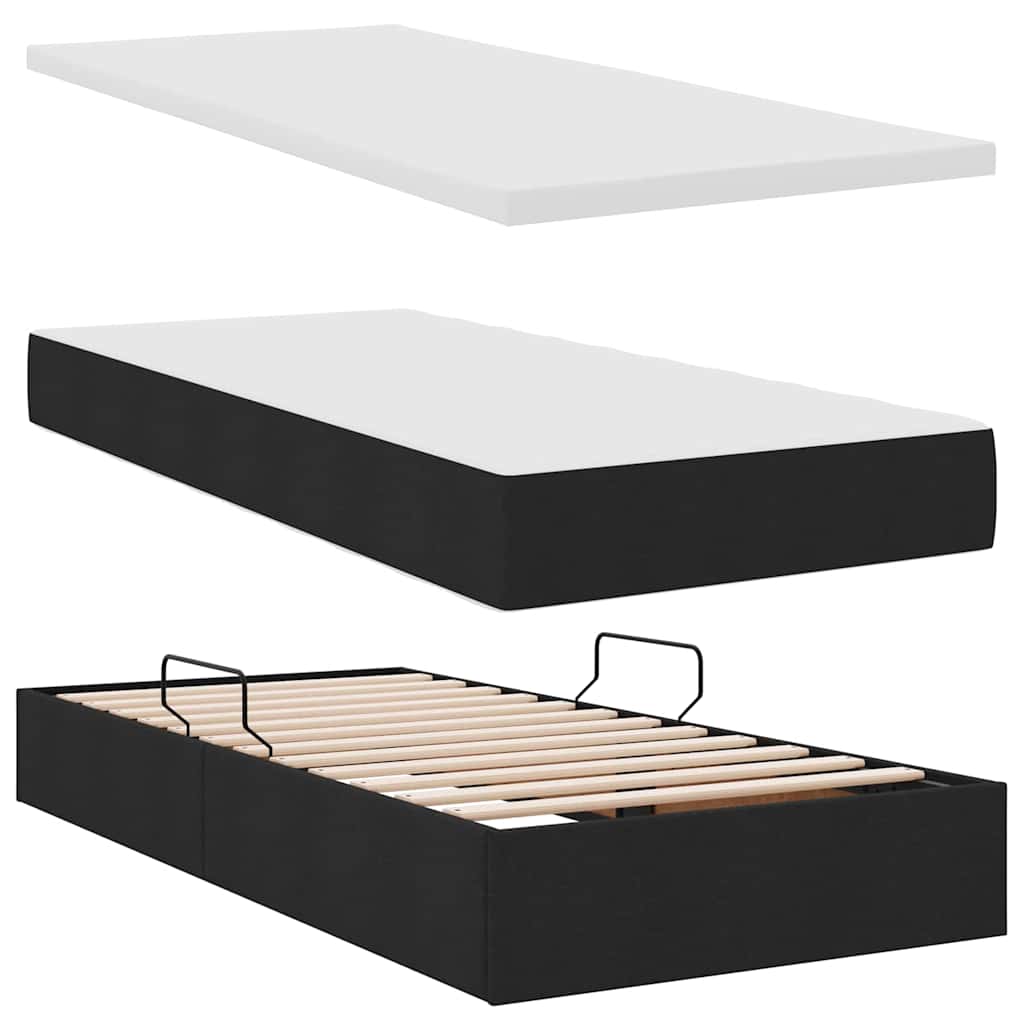 Krevet s od storage s uzglavljem Crna 180 x 200 cm Tkanina