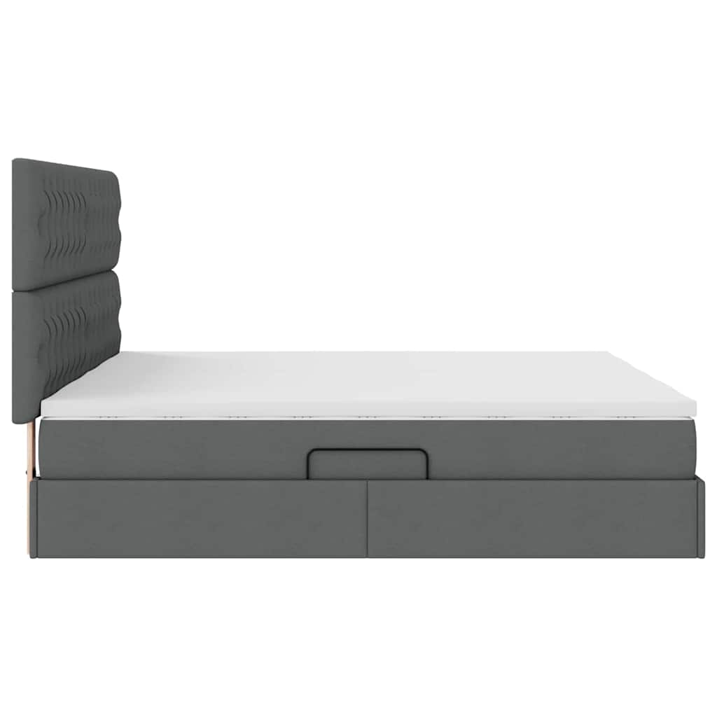 Krevet s od storage s uzglavljem Tamnosiva 200 x 200 cm Tkanina