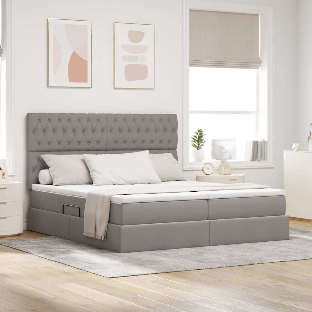 Krevet s od storage s uzglavljem Sivosmeđa 200 x 200 cm Tkanina