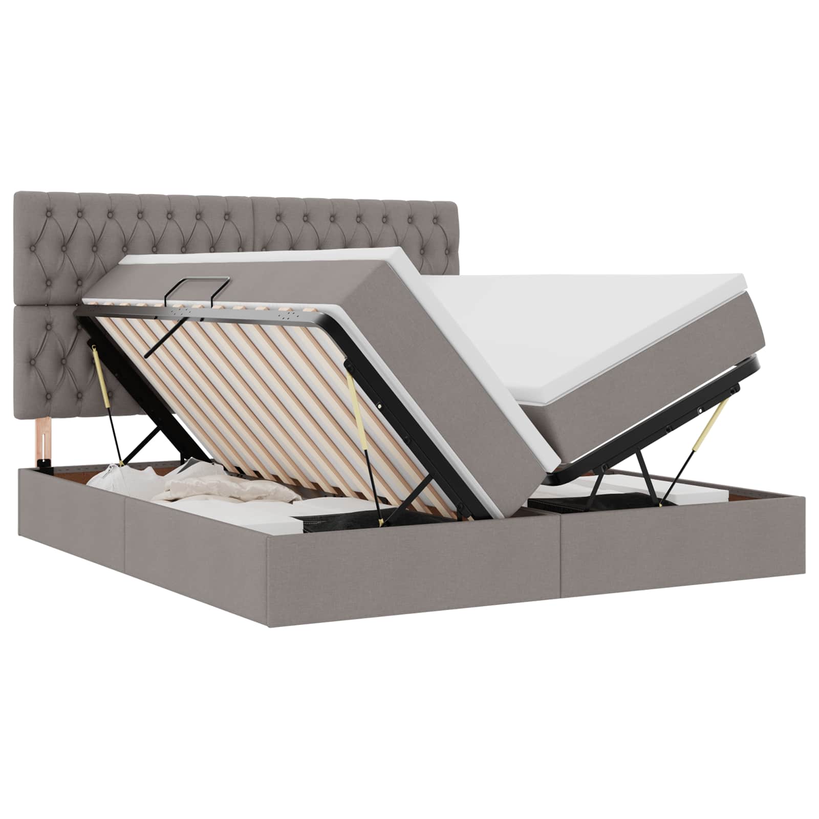 Krevet s od storage s uzglavljem Sivosmeđa 200 x 200 cm Tkanina