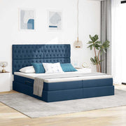 Krevet s od storage s uzglavljem Plava 200 x 200 cm Tkanina