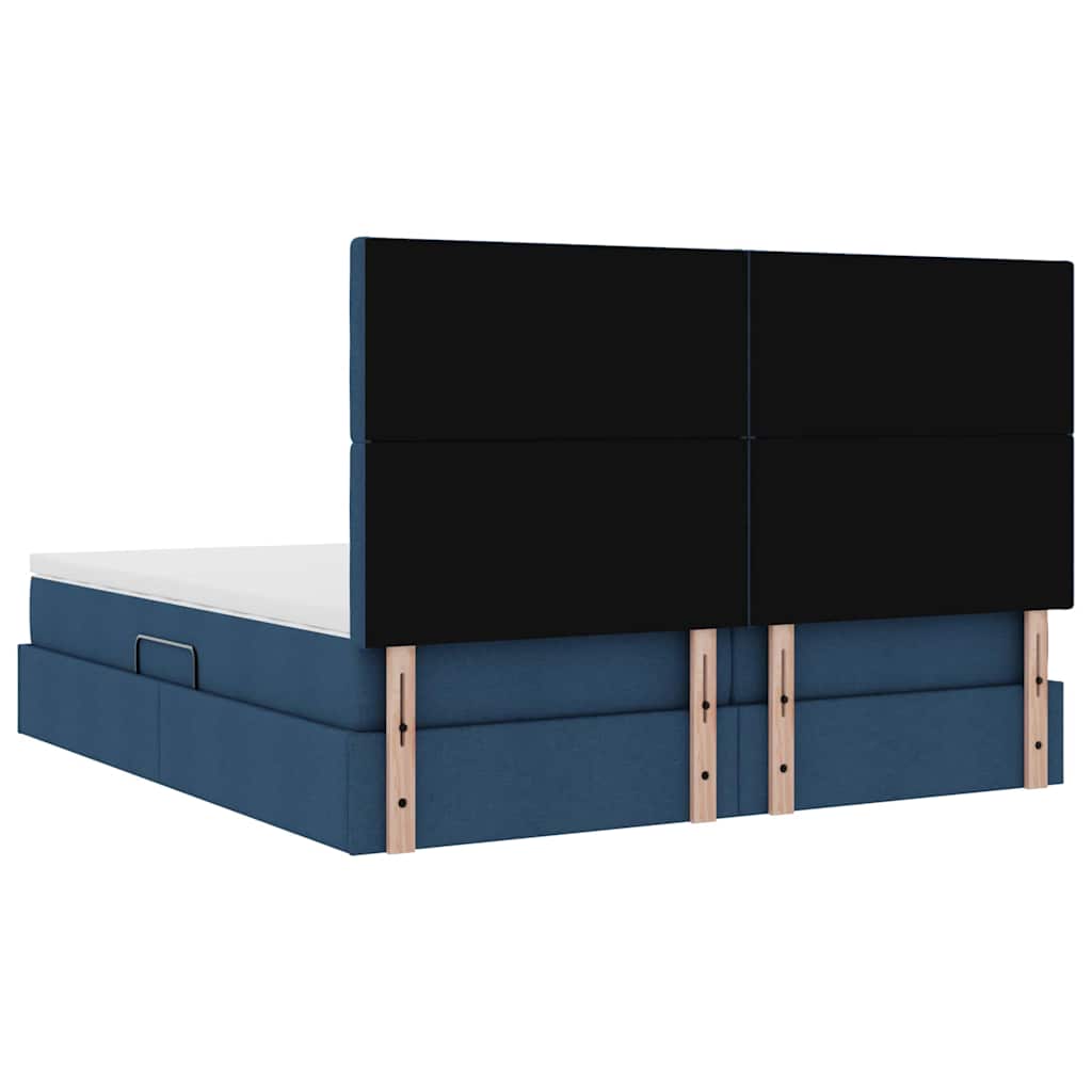 Krevet s od storage s uzglavljem Plava 180 x 200 cm Tkanina