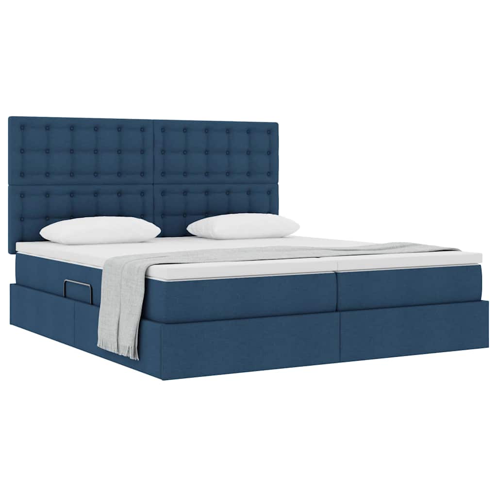 Krevet s od storage s uzglavljem Plava 180 x 200 cm Tkanina