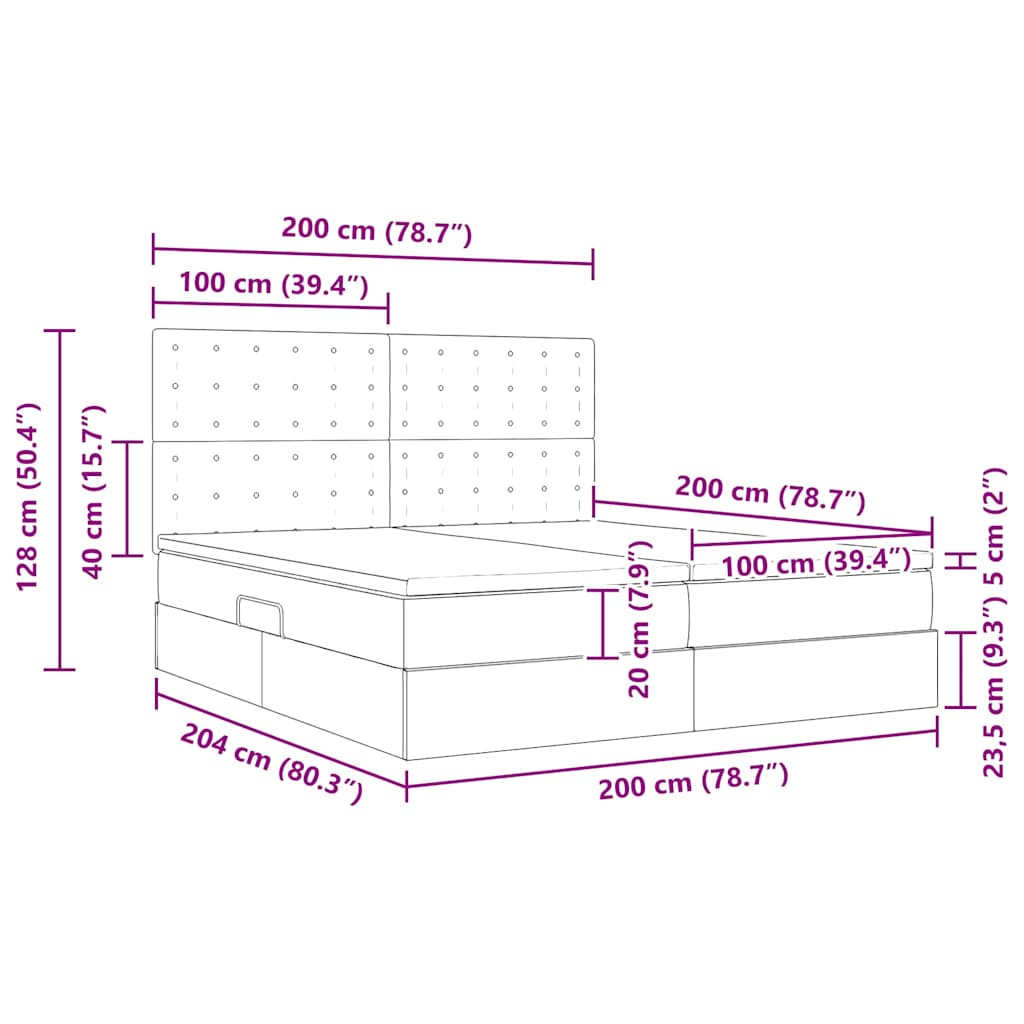 Krevet s od storage s pohranom Svjetlosiva 200 x 200 cm Tkanina