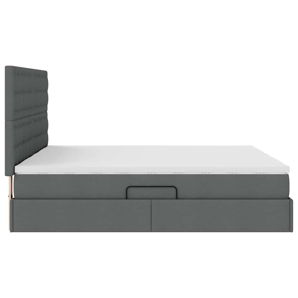Krevet s od storage s uzglavljem Tamnosiva 200 x 200 cm Tkanina
