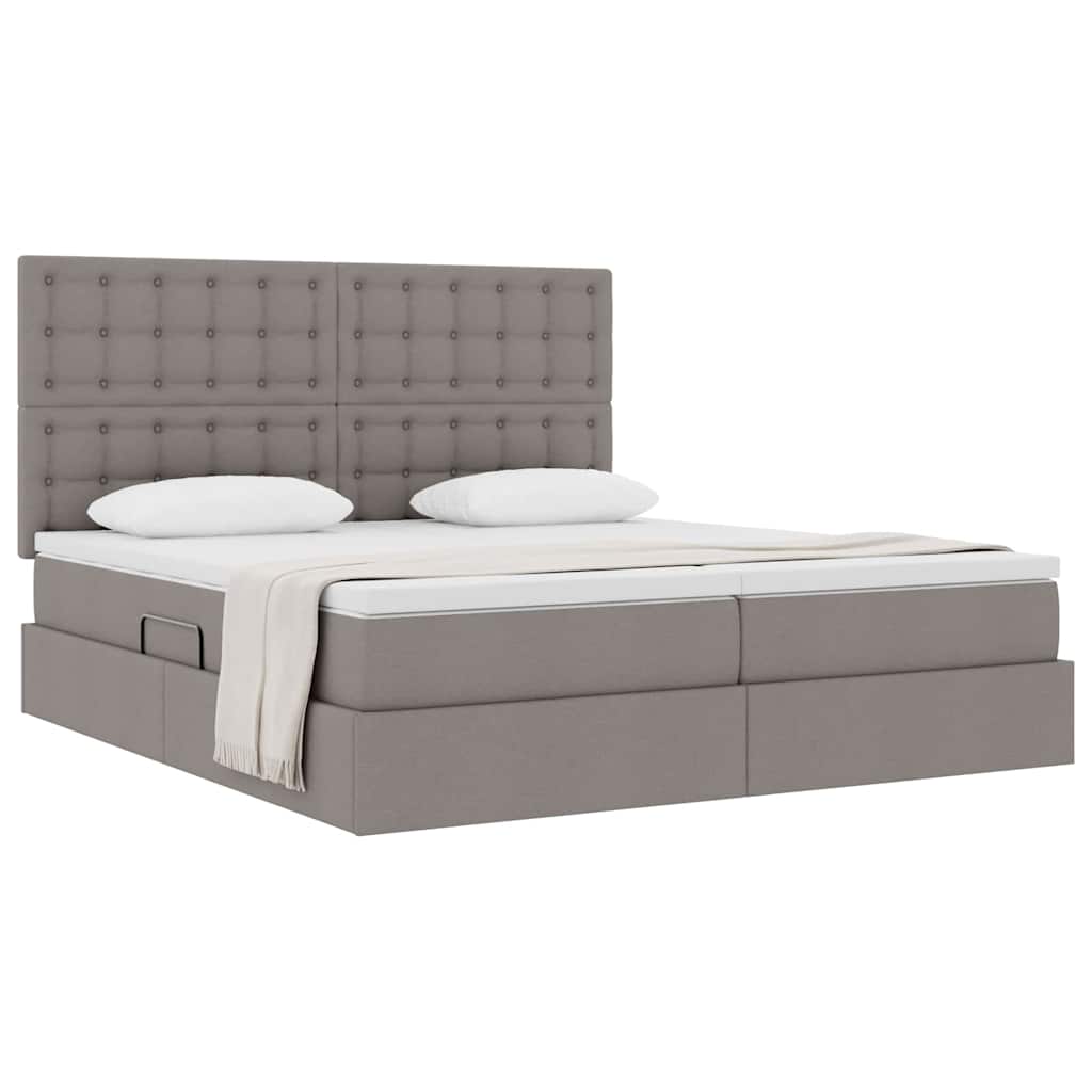 Krevet s od storage s uzglavljem Sivosmeđa 200 x 200 cm Tkanina