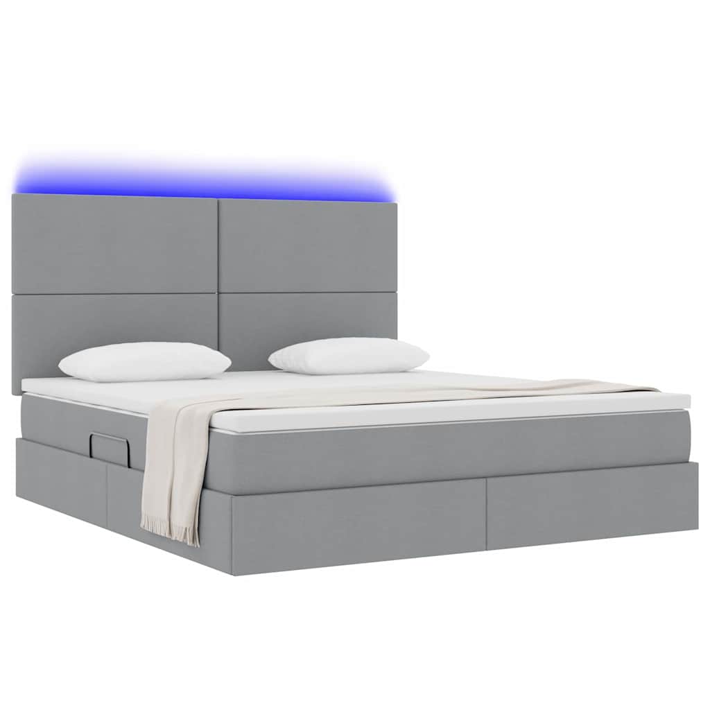 LED krevet za pohranu s madracem Svjetlosiva 160 x 200 cm