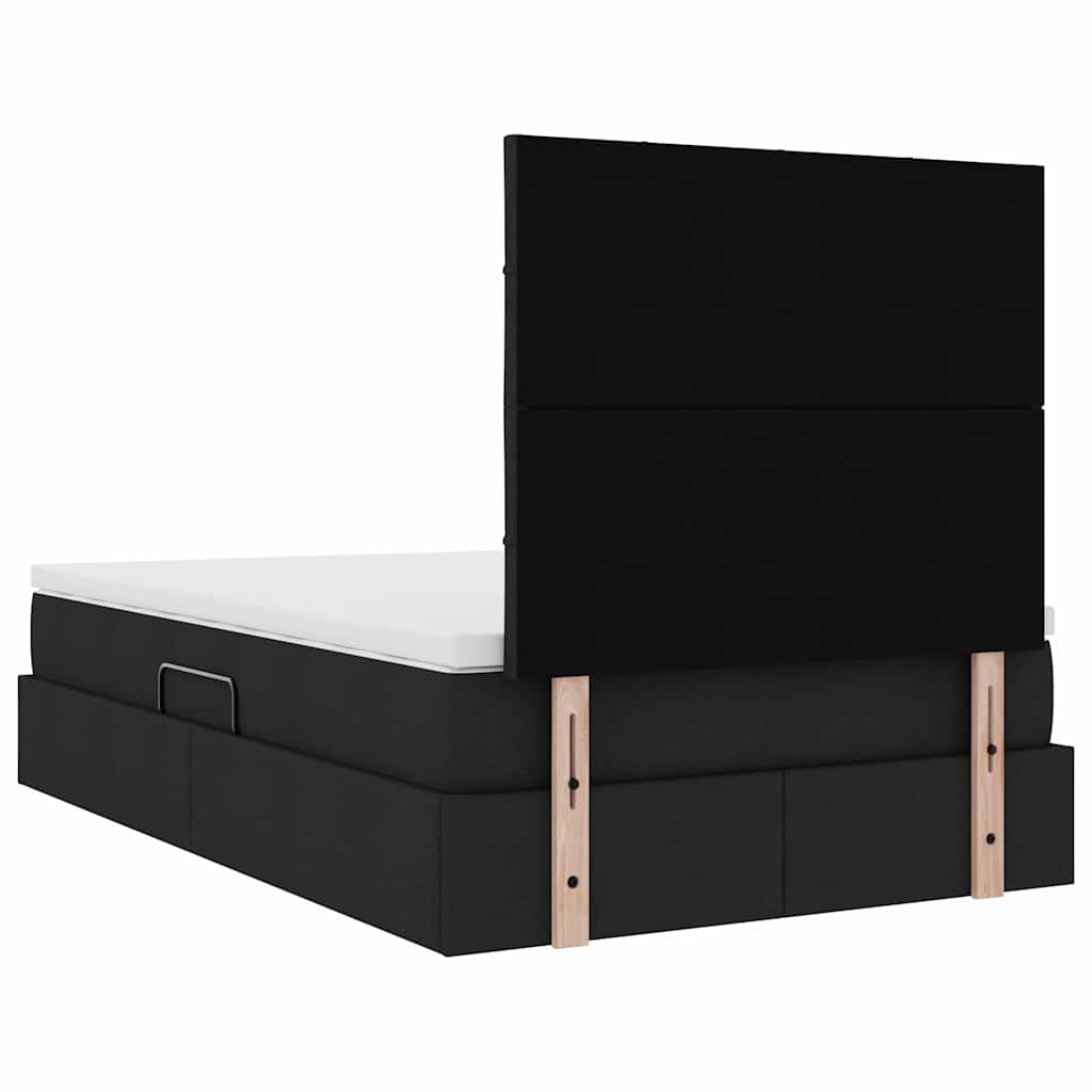 LED krevet za pohranu s madracem Crna 120 x 200 cm Tkanina