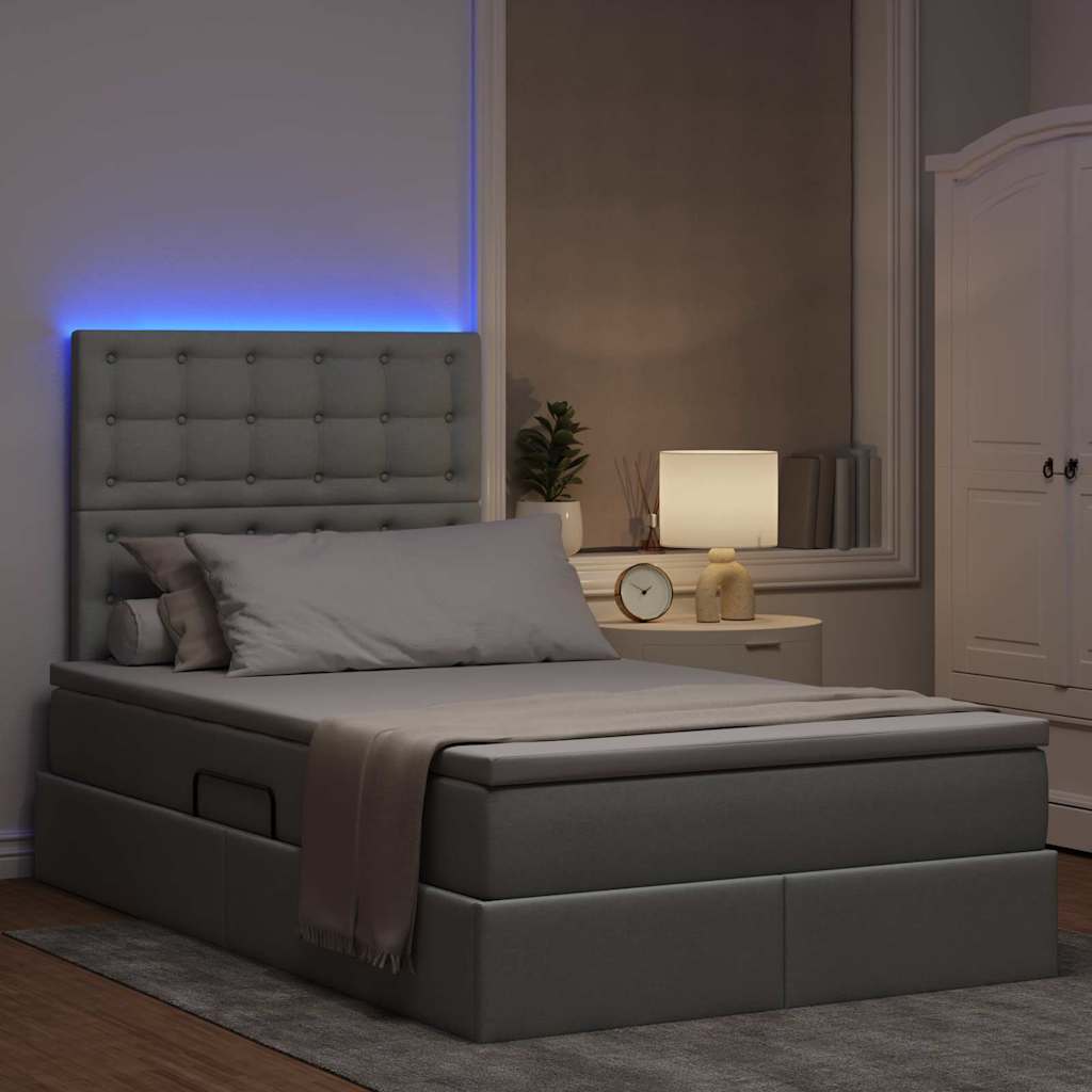 LED krevet za pohranu s madracem Svjetlosiva 120 x 200 cm