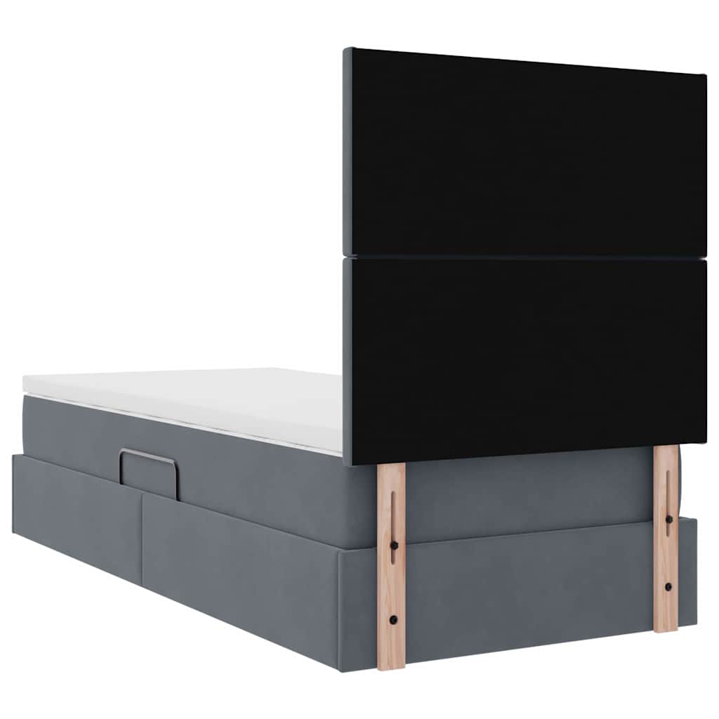 LED krevet za pohranu s madracem Tamnosiva 90 x 190 cm Baršun