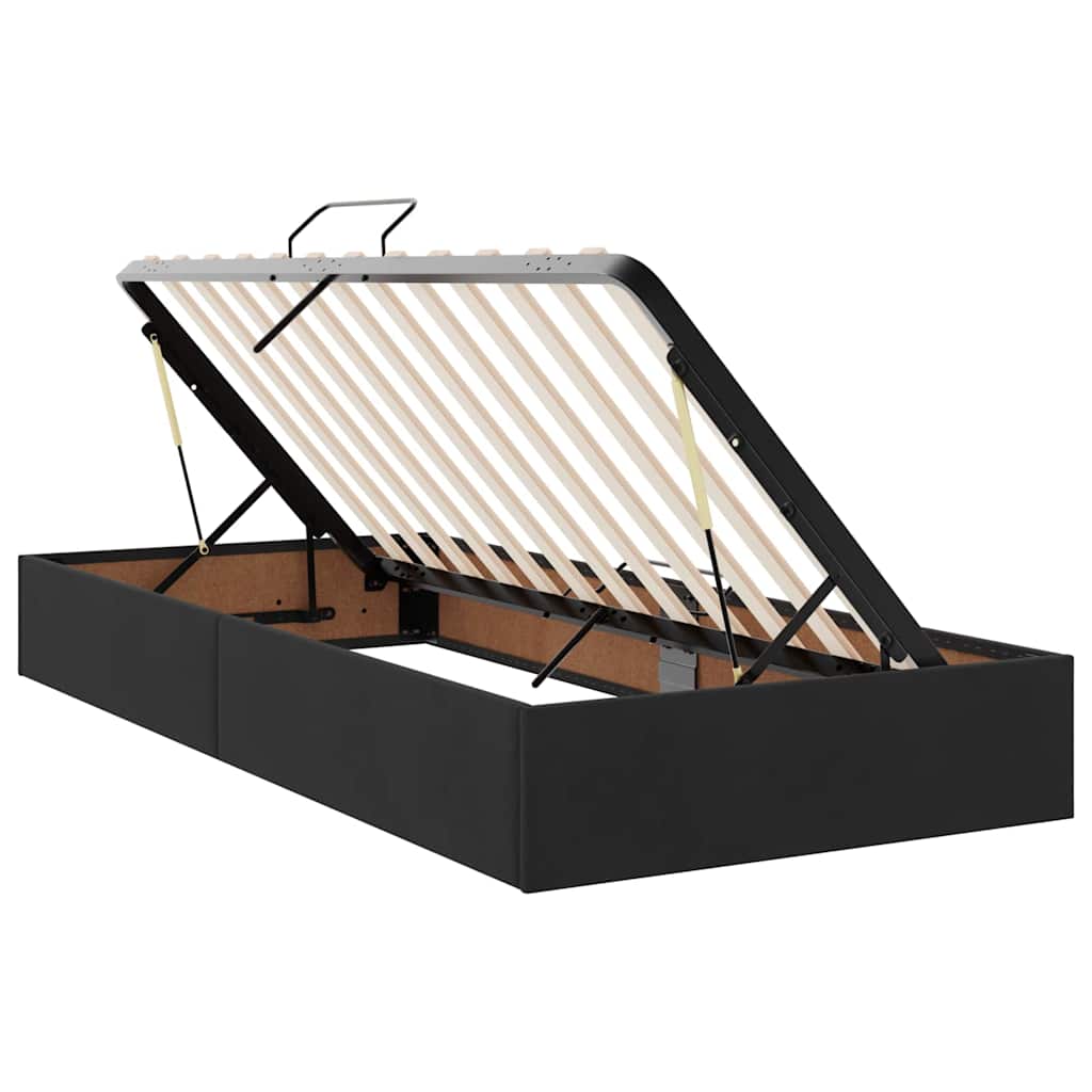 LED krevet za pohranu s madracem Crna 90 x 200 cm Baršun