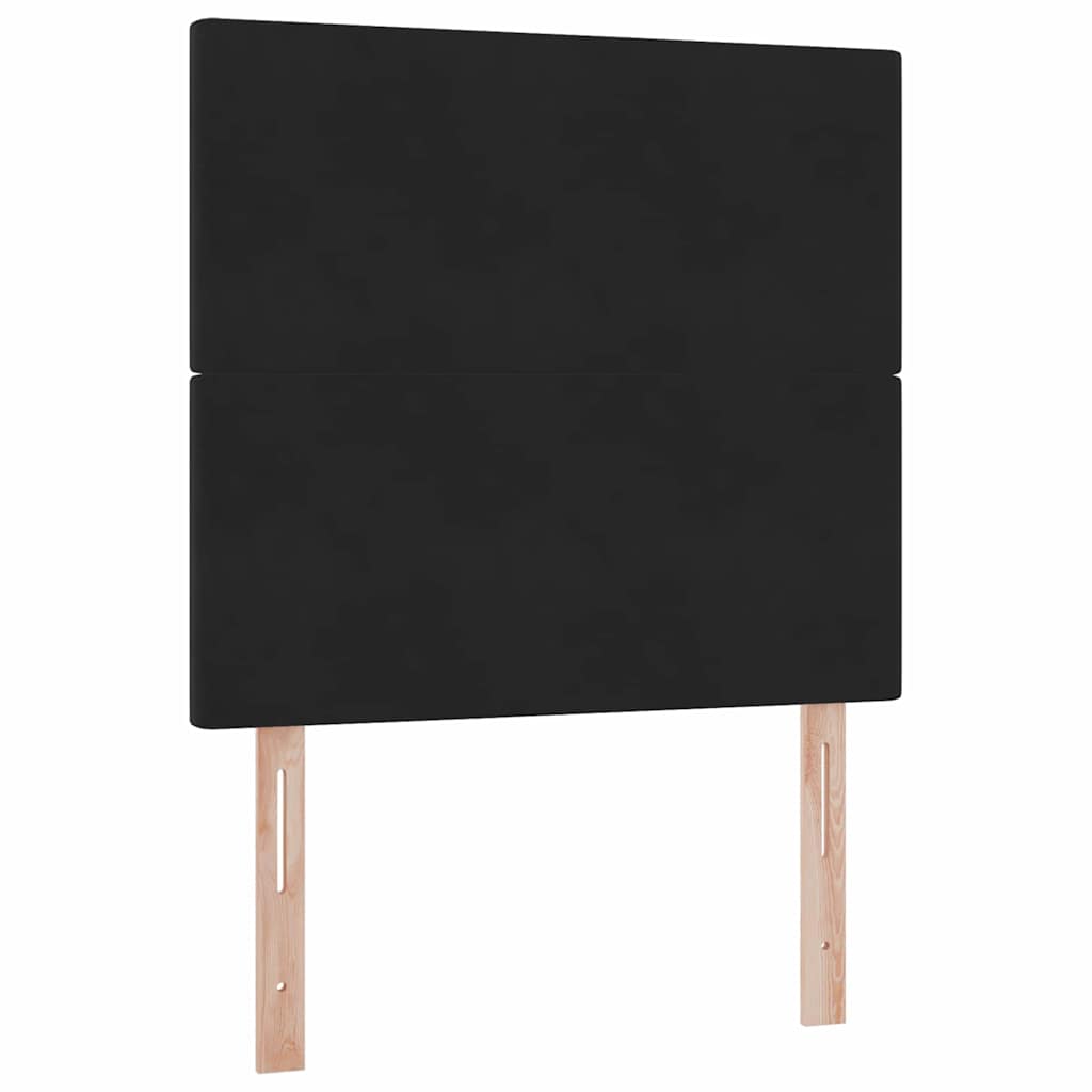 LED krevet za pohranu s madracem Crna 90 x 200 cm Baršun