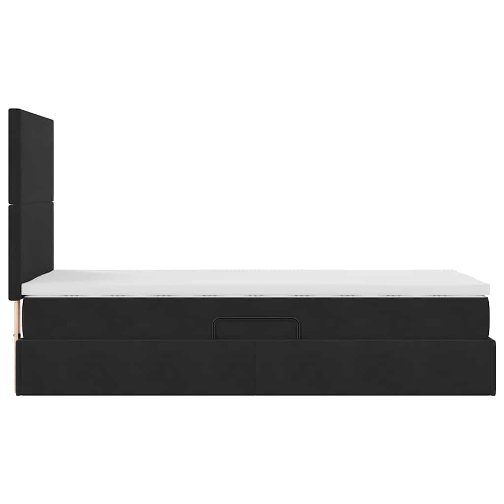 LED krevet za pohranu s madracem Crna 90 x 200 cm Baršun