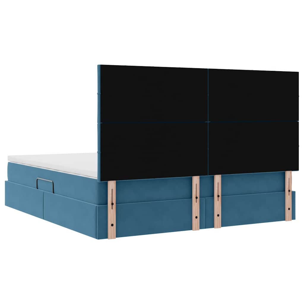 LED krevet za pohranu s madracem Tamno plava 160 x 200 cm