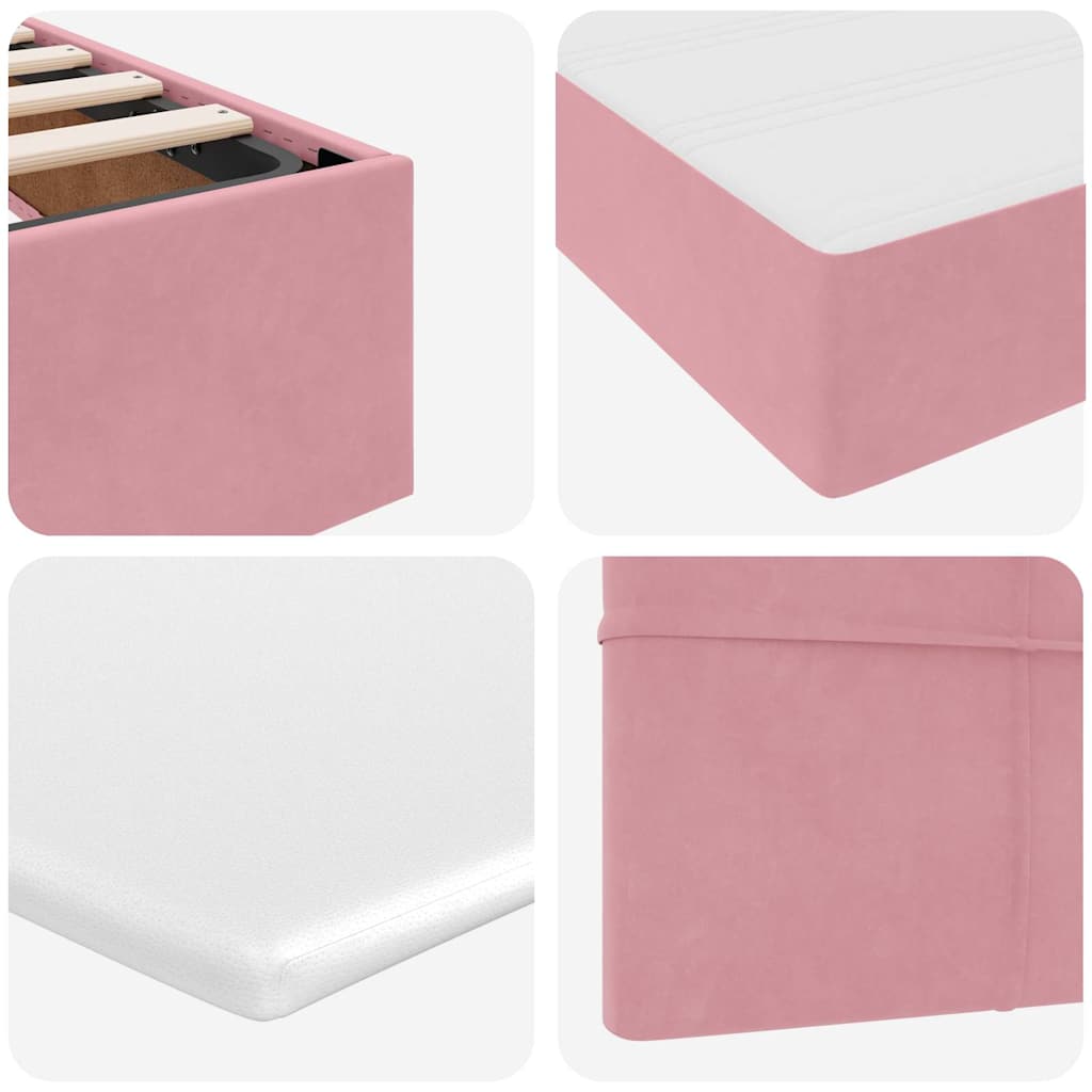 LED krevet za pohranu s madracem Ružičasta 160 x 200 cm Baršun