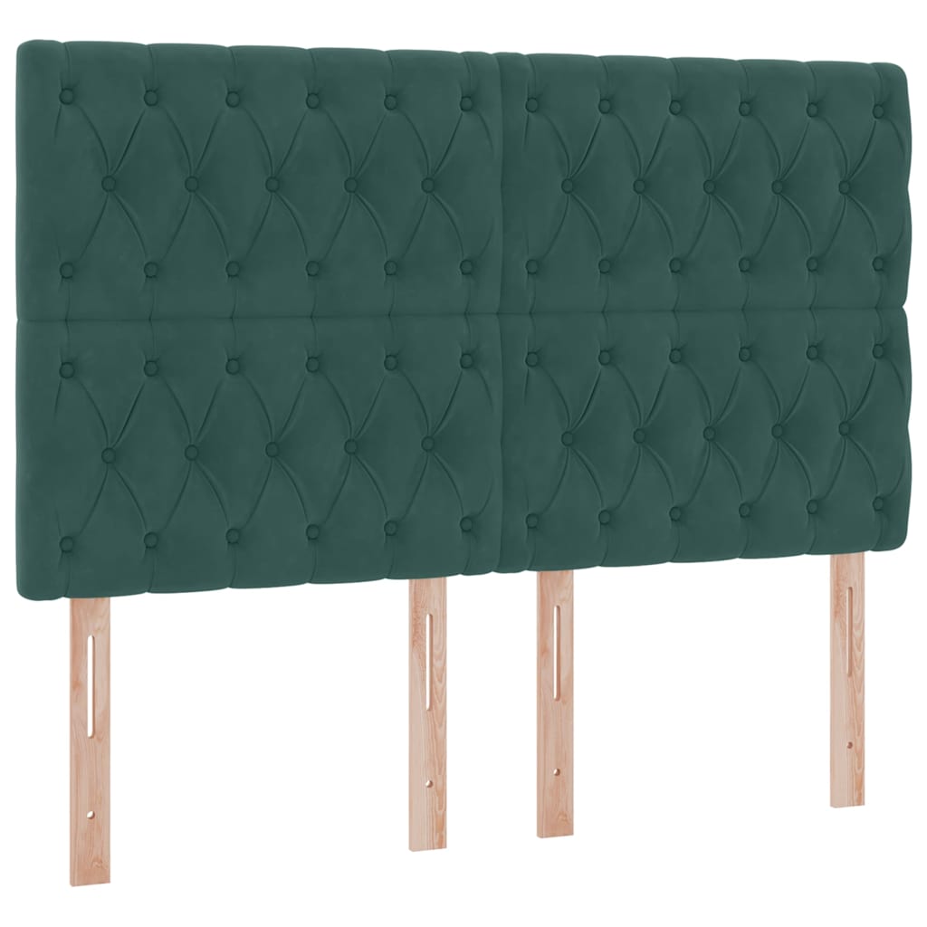 LED krevet za pohranu s madracem Tamnozelena 140 x 190 cm