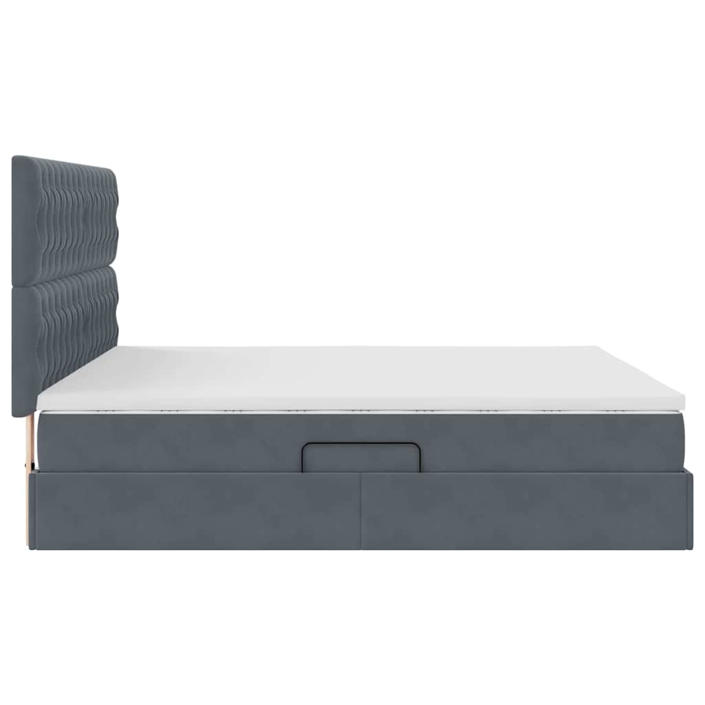 LED krevet za pohranu s madracem Tamnosiva 180 x 200 cm Baršun