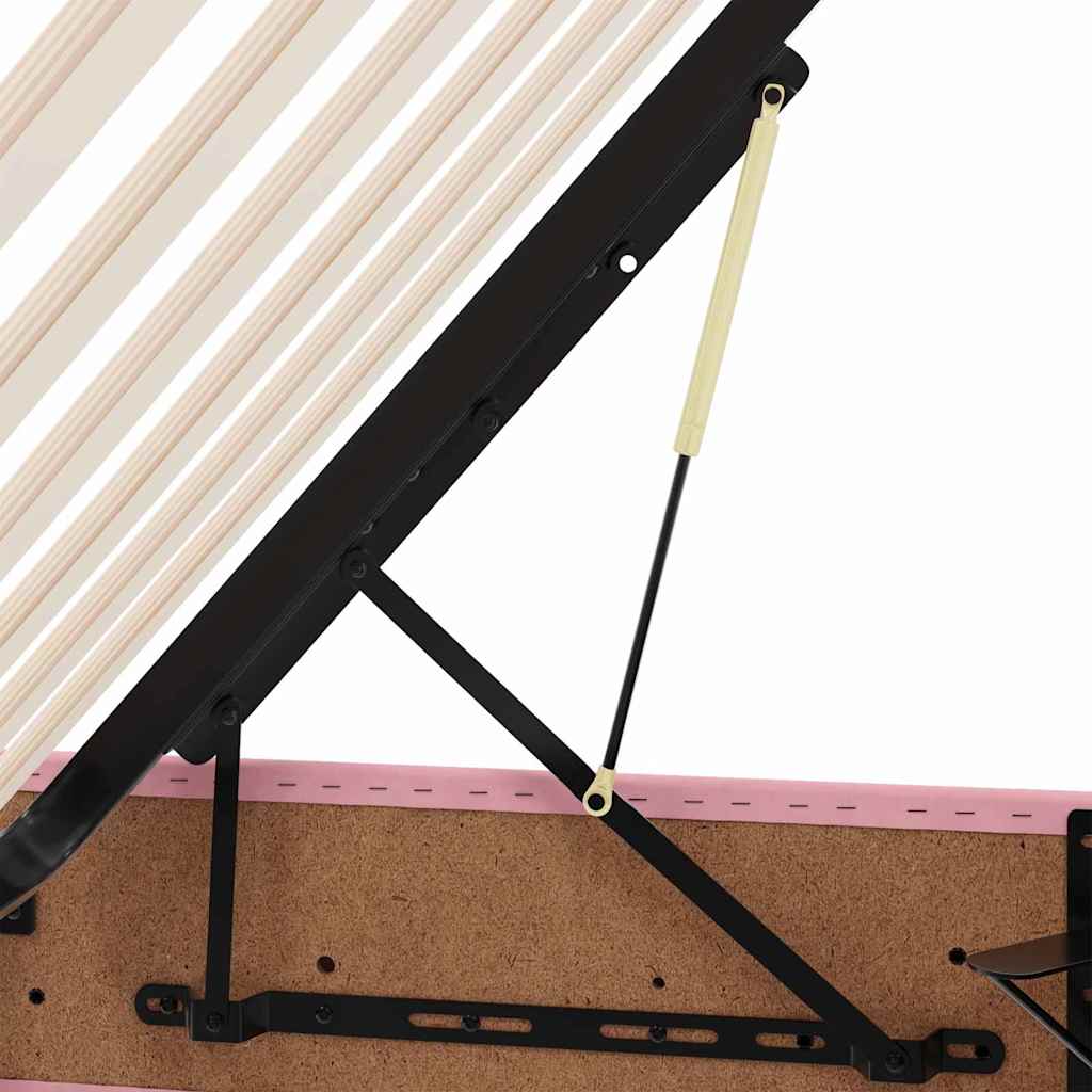 LED krevet za pohranu s madracem Ružičasta 90 x 190 cm Baršun