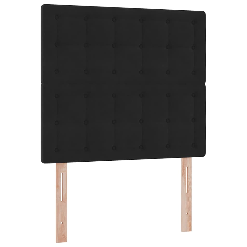 LED krevet za pohranu s madracem Crna 90 x 200 cm Baršun
