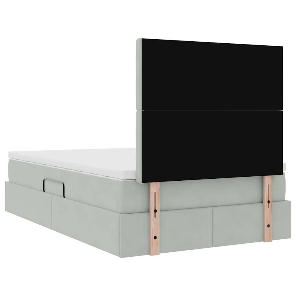 LED krevet za pohranu s madracem Svjetlosiva 120 x 190 cm
