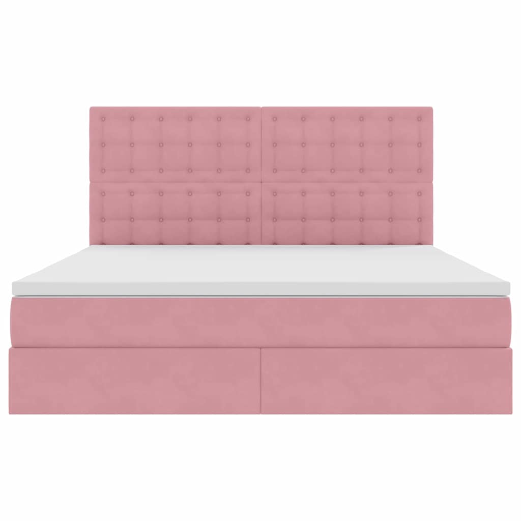 LED krevet za pohranu s madracem Ružičasta 160 x 200 cm Baršun