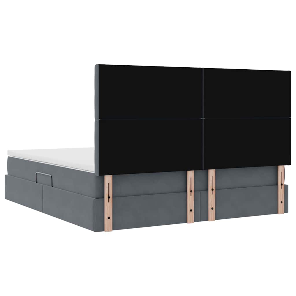 LED krevet za pohranu s madracem Tamnosiva 180 x 200 cm Baršun