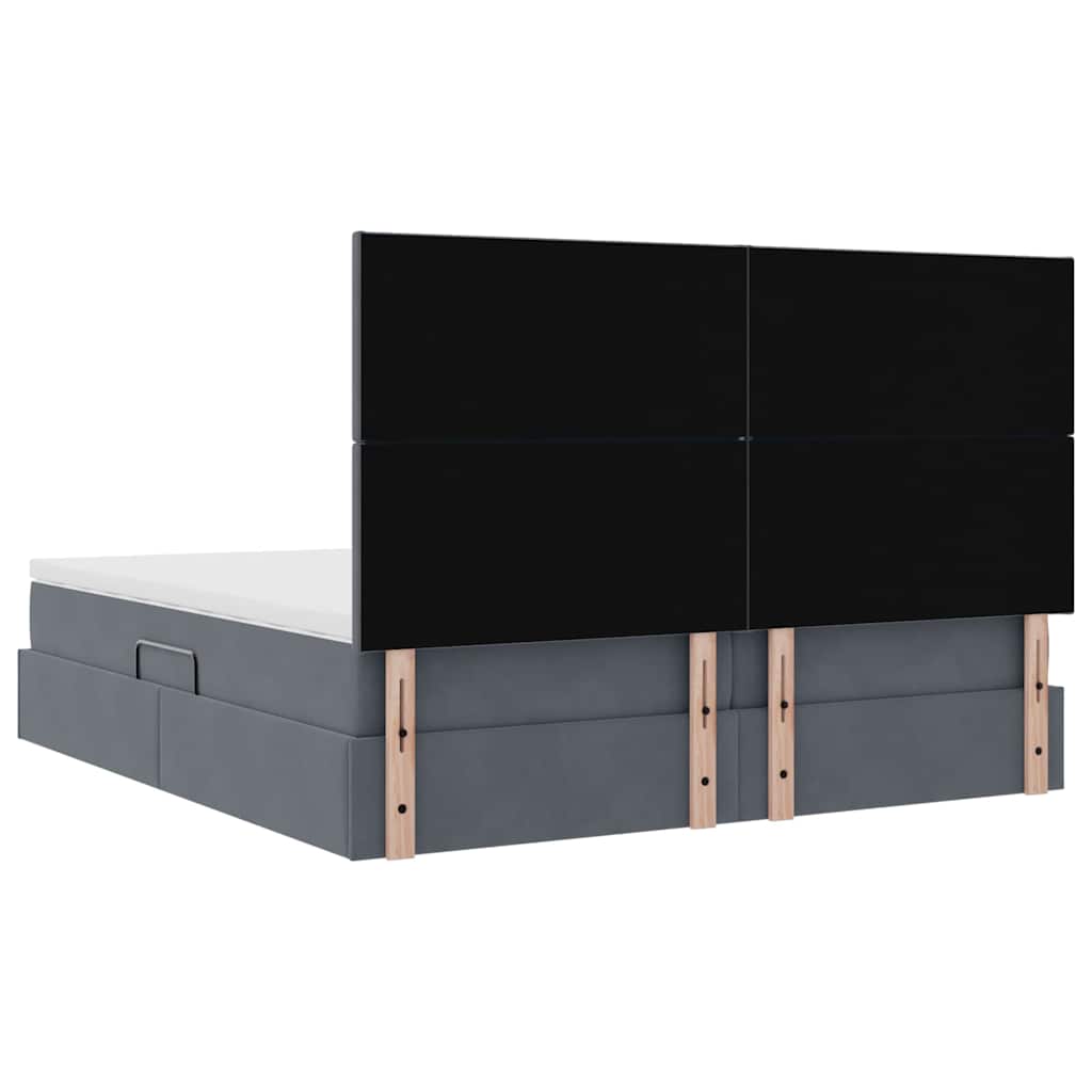LED krevet za pohranu s madracem Tamnosiva 200 x 200 cm Baršun