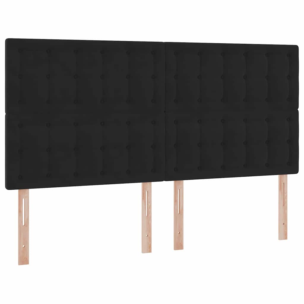LED krevet za pohranu s madracem Crna 200 x 200 cm Baršun