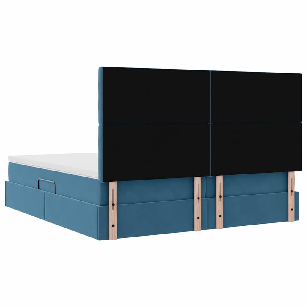 LED krevet za pohranu s madracem Tamno plava 200 x 200 cm