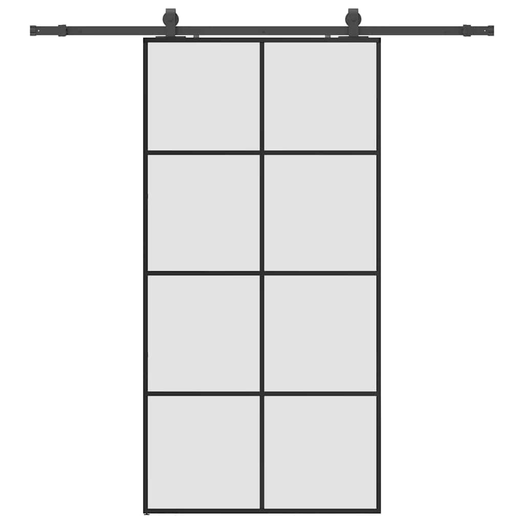 Klizna vrata s okovima crna 102,5x205 cm ESG staklo