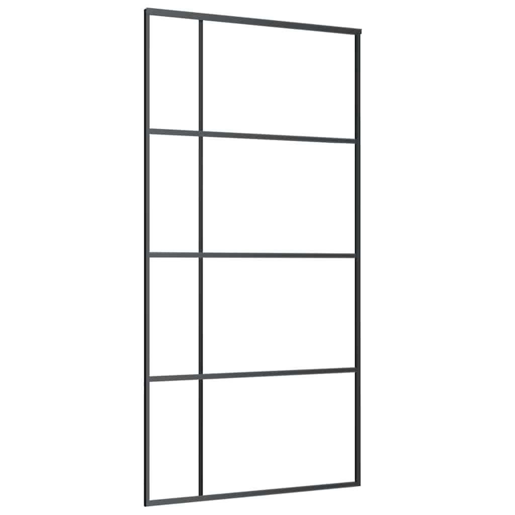 Klizna vrata s okovima crna 102,5x205 cm ESG staklo