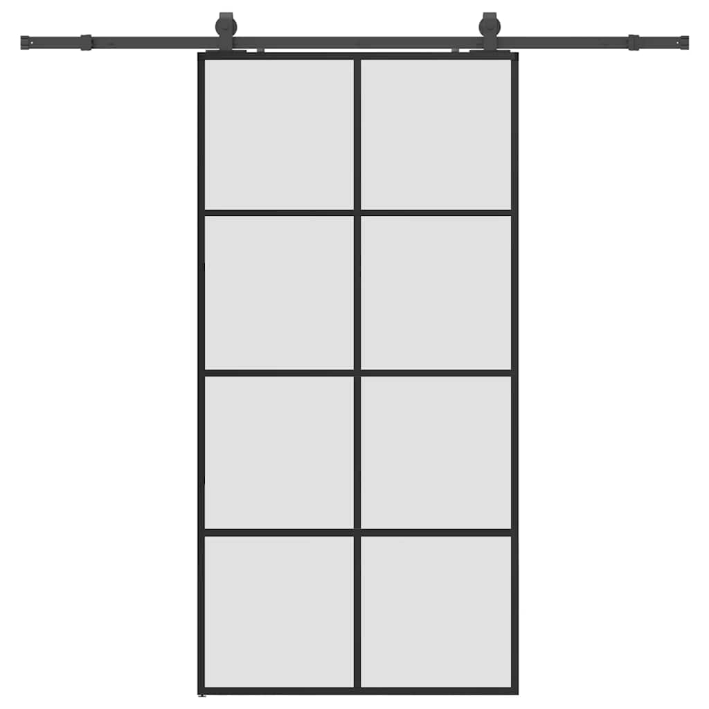 Klizna vrata s okovima crna 102,5x205 cm ESG staklo