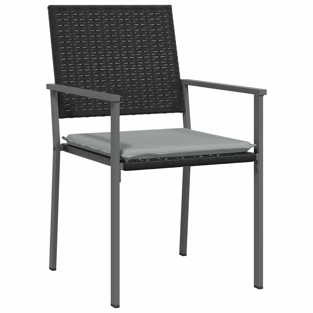 Vrtni set za objed 9 pcs Crna i svijetlo siva PE ratan