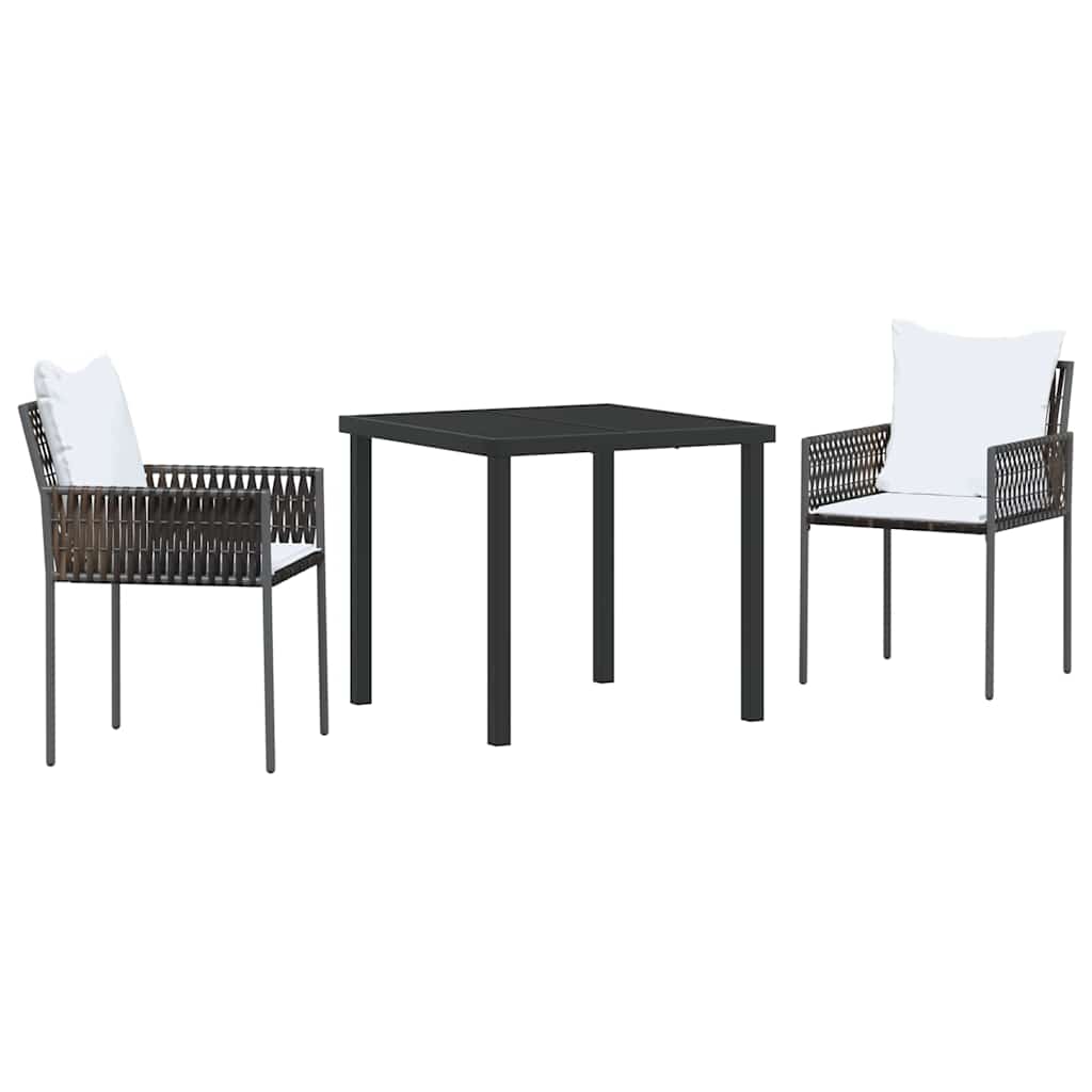 Vrtni set za objed 3 pcs Smeđa i crna PE ratan