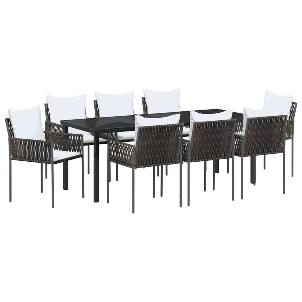 Vrtni set za objed 9 pcs Smeđa i crna PE ratan