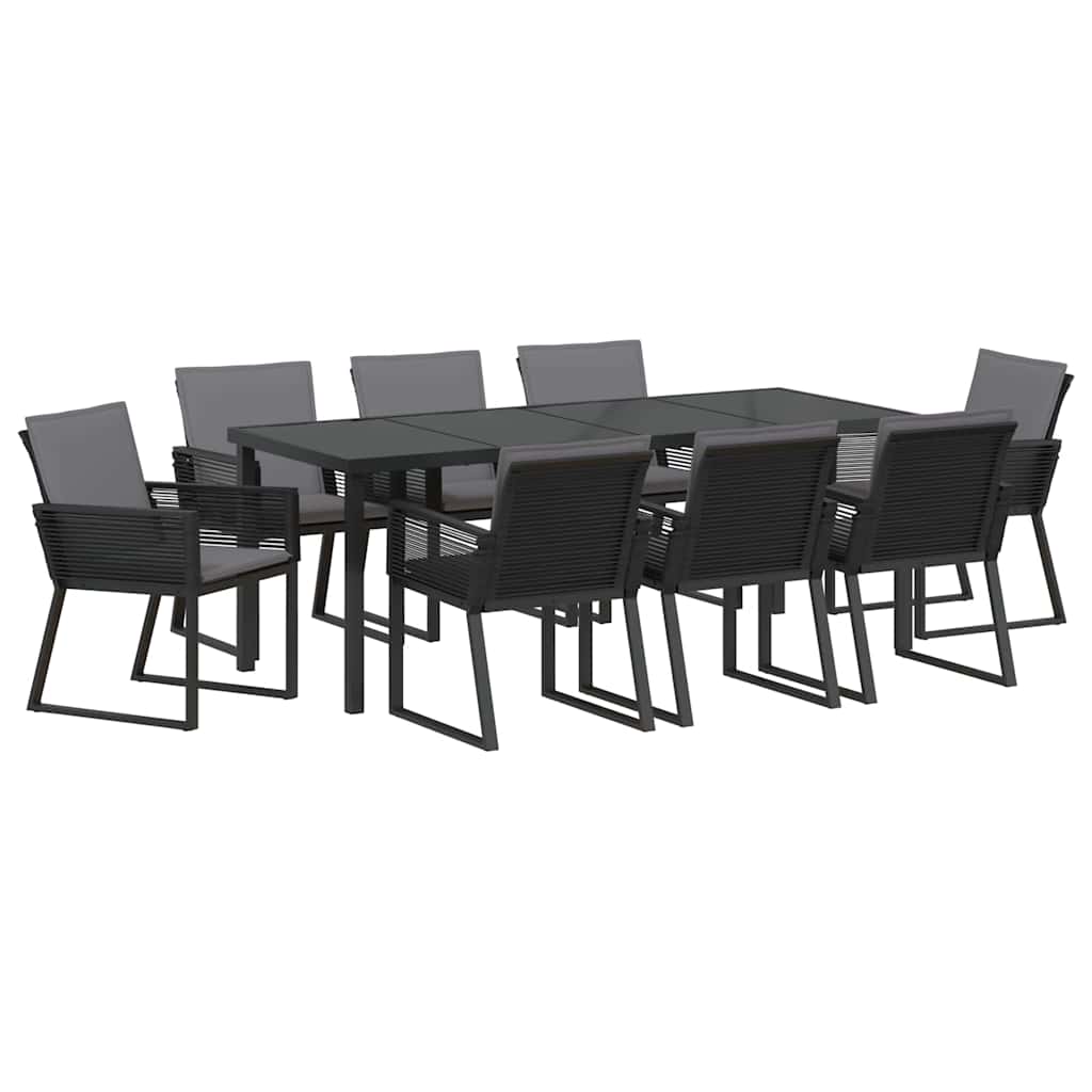 Vrtni set za objed 9 pcs Crna Čelik s prahom premazan