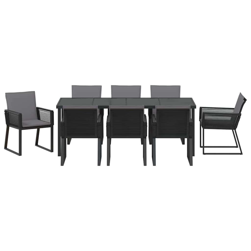 Vrtni set za objed 9 pcs Crna Čelik s prahom premazan
