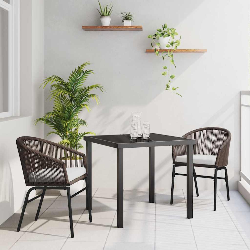 Vrtni set za objed 3 pcs Smeđa Čelik s prahom premazan