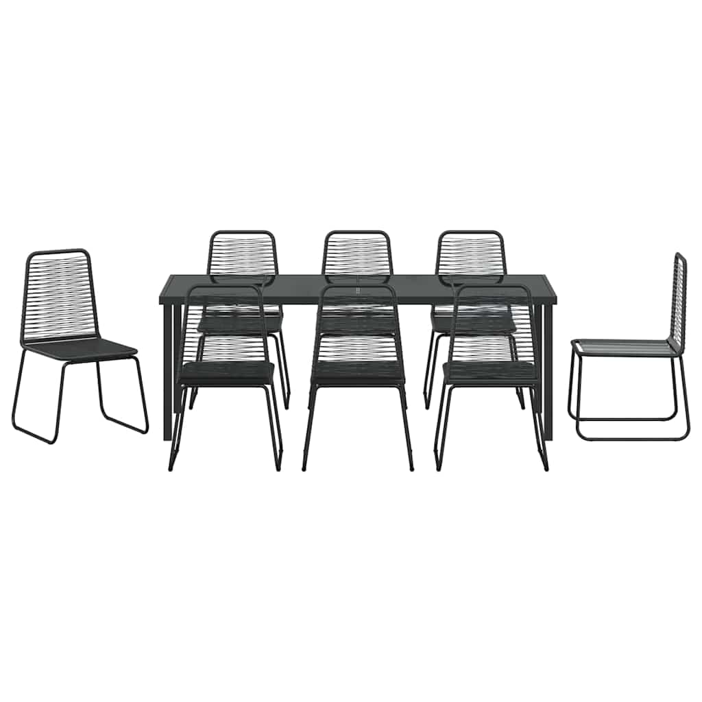 Vrtni set za objed 9 pcs Crna Čelik s prahom premazan