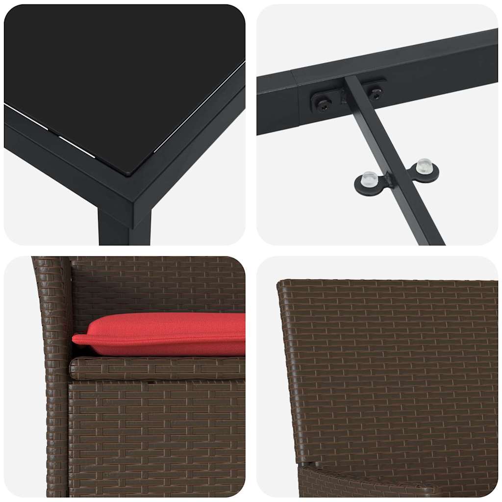 Set stola i stolica s jastukom 3 pcs Smeđa PE ratan