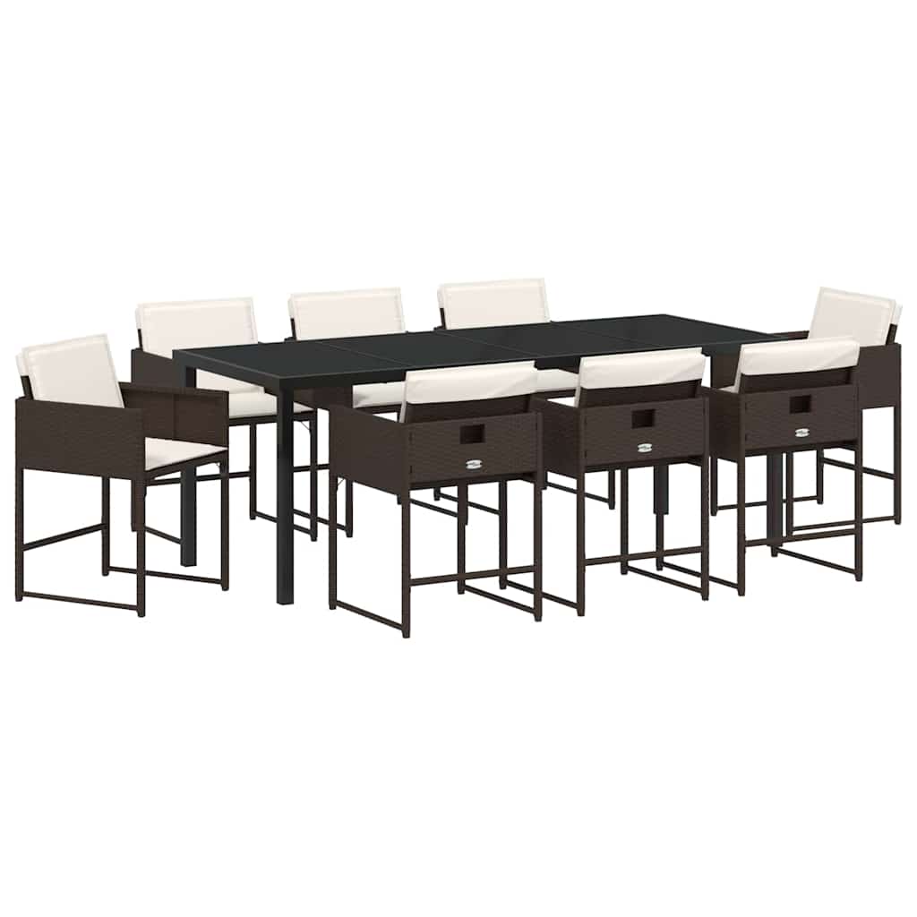 Vrtni set za objed s jastukom 9 pcs Smeđa poliratan