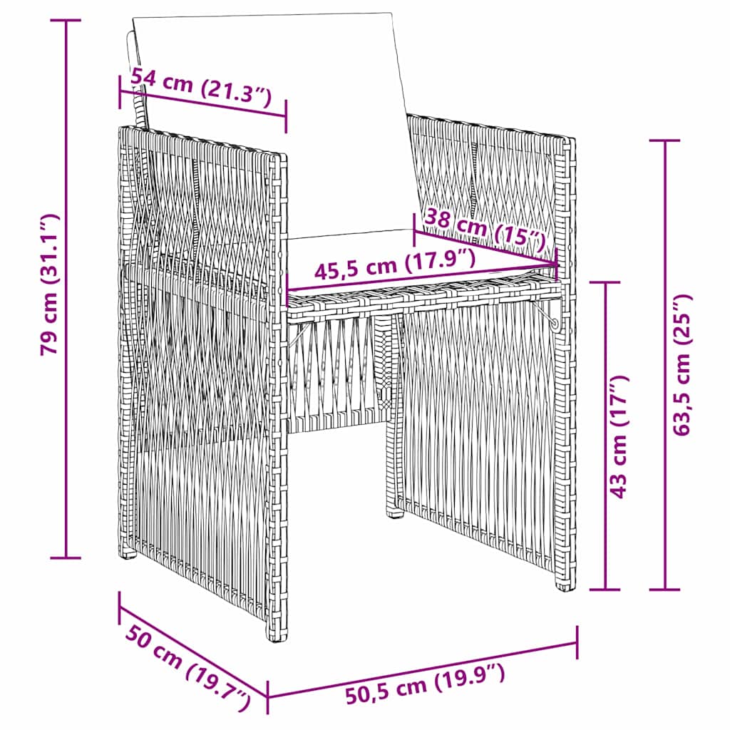 Vrtni set za objed 9 pcs Svijetlo siva Čelik s prahom premazan