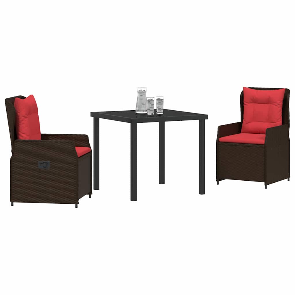 Vrtni set za objed s jastukom 3 pcs Smeđa Poli ratan