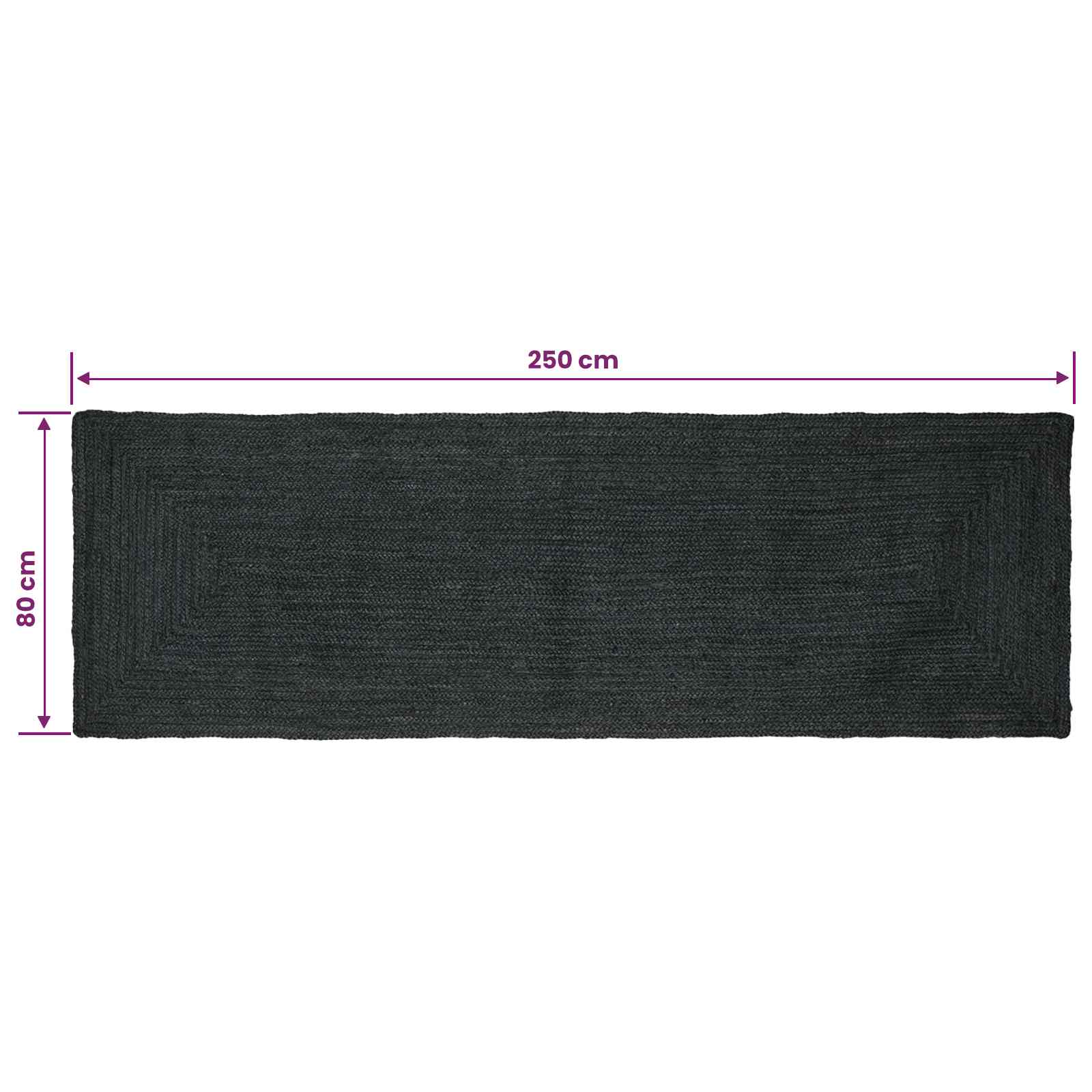 Tepisi za područja Pravokutni Tamnosiva 80 x 250 cm Juta