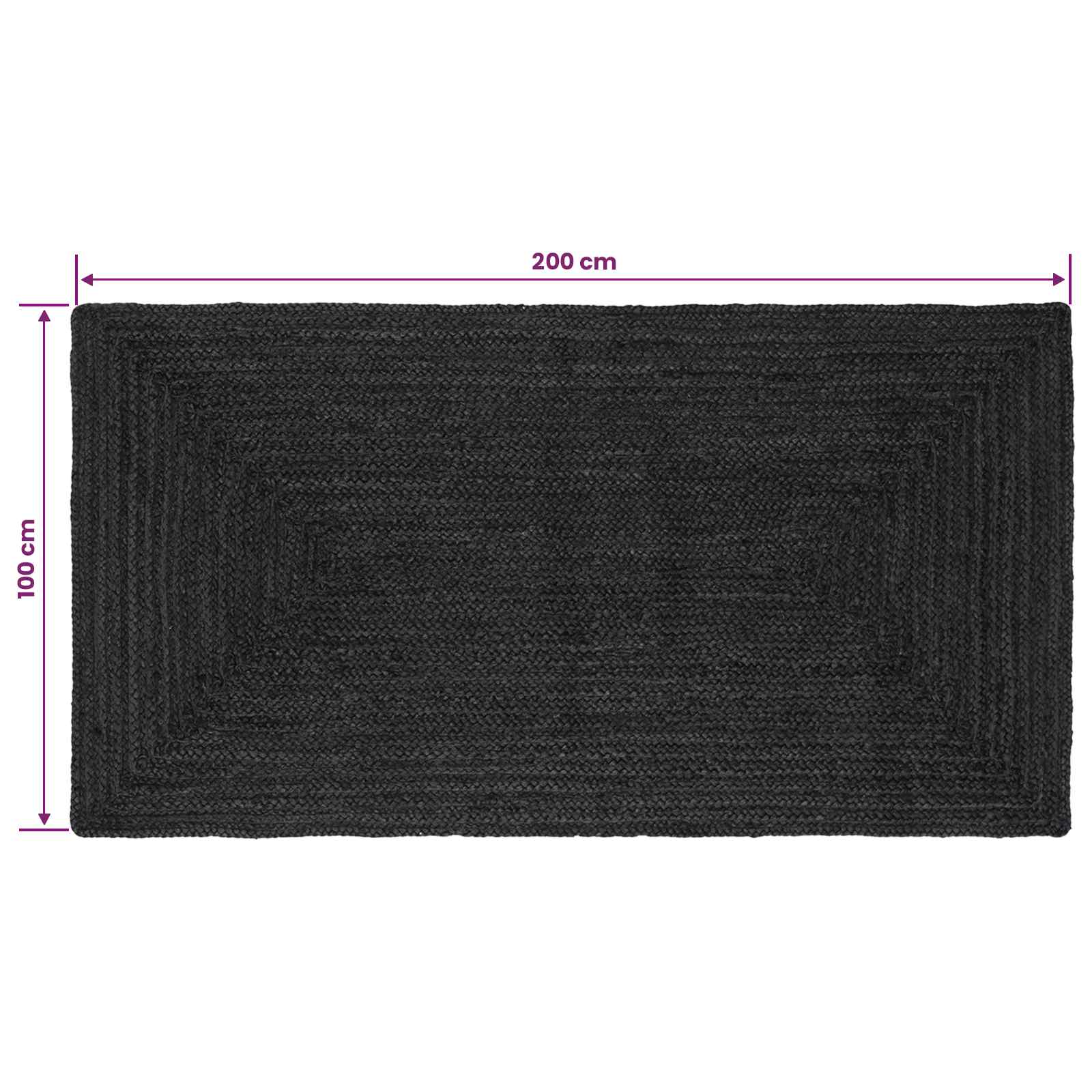 Tepisi za područja Pravokutni Tamnosiva 100 x 200 cm Juta